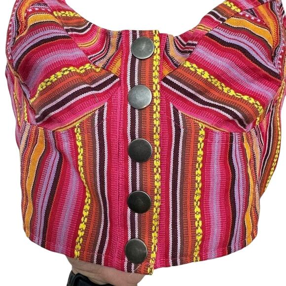 L'Amour Nanette Lepore Women's XL Crop Tank Top Boho Festival Multicolor Stripes - Picture 2 of 7